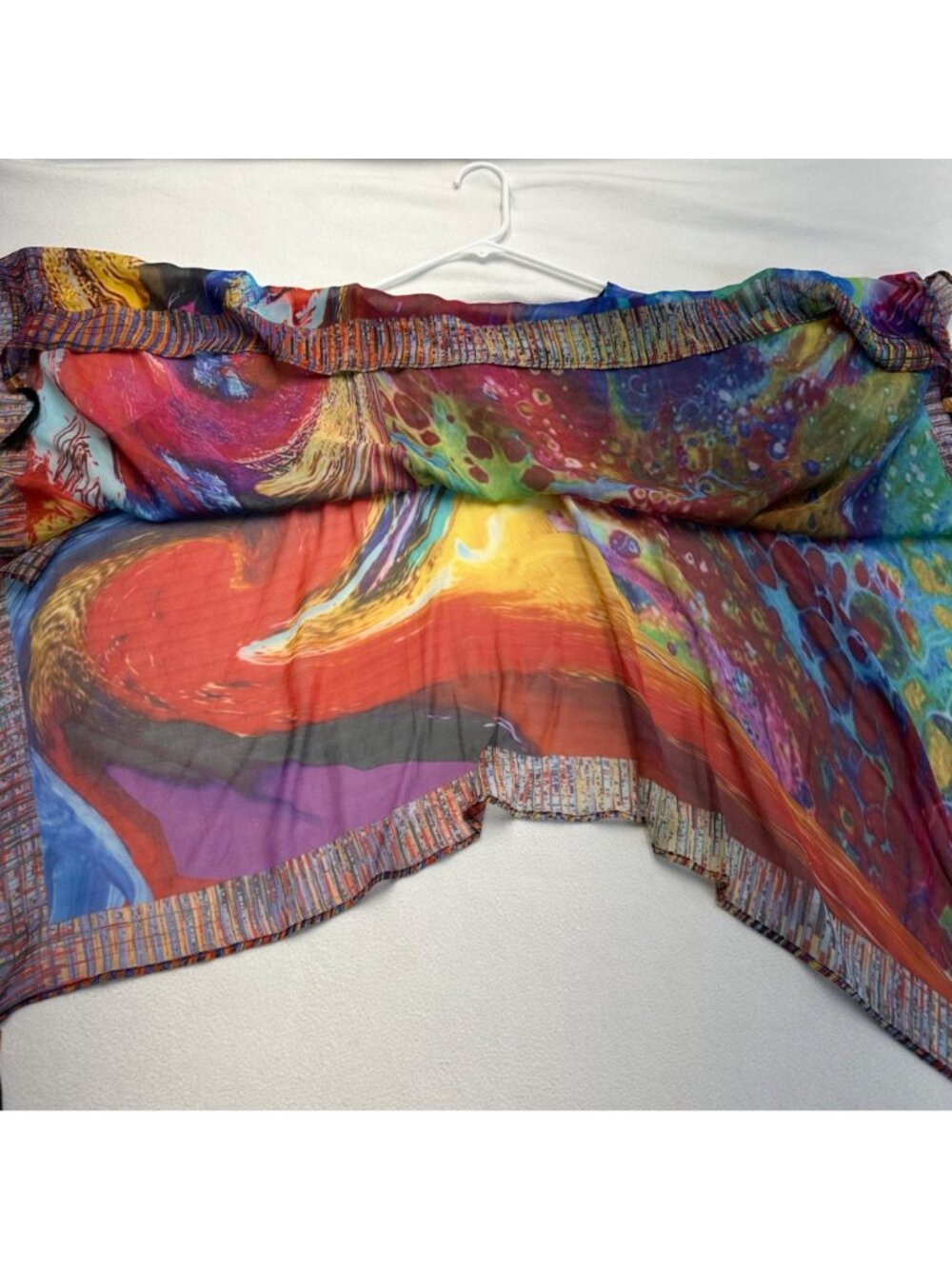 Dilemma New York Art to Wear Silk Poncho Rainbow Colorful Womens O/S Tassels - Picture 6 of 9
